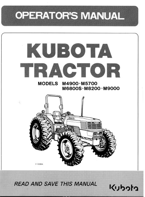 Kubota M6800, M8200, M9000 Tractor Workshop Manual