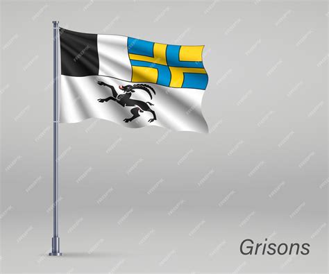 Premium Vector | Waving flag of Grisons canton of Switzerland on ...