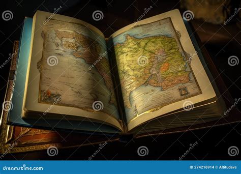 Magical Book, Opening To Reveal Intricate and Detailed Map of Unknown ...