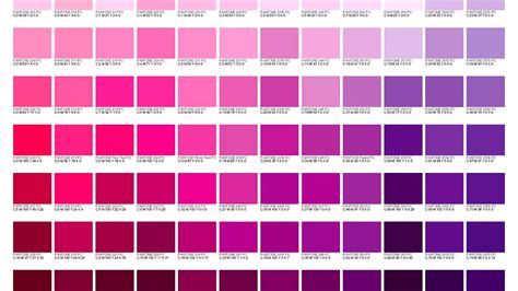 Pantone Pink Colour Chart - Pink Choices