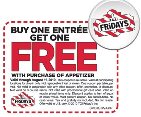 TGI Fridays: BOGO Free Entree Coupon | Living Rich With Coupons®