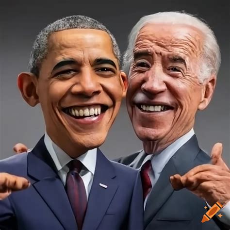 Joe biden and barack obama smiling with obama-shaped cookies on Craiyon