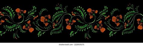 Ukrainian Folk Painting Style Petrykivka Floral Stock Illustration ...