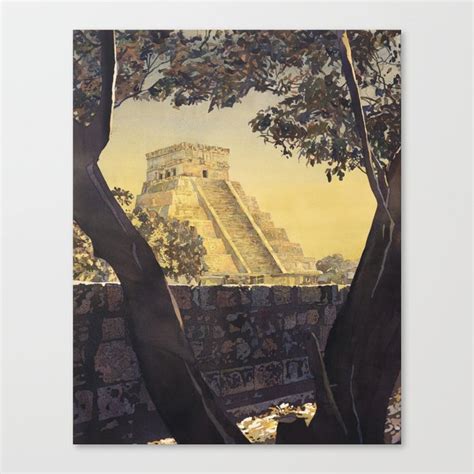 Watercolor ruins of the Mayan ruins at Chichen Itza, in the Yucatan ...