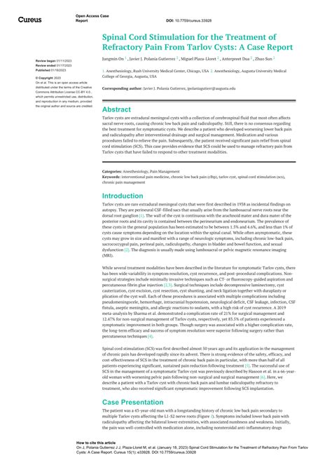 (PDF) Spinal Cord Stimulation for the Treatment of Refractory Pain From ...