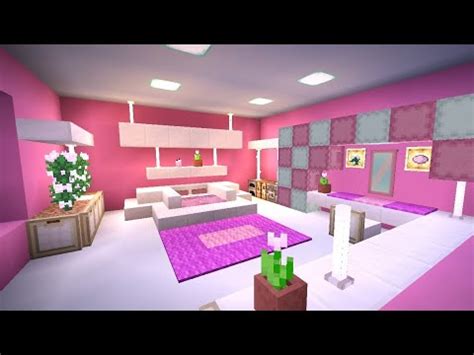 Pink bedroom design in Minecraft - YouTube