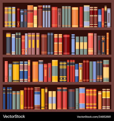 Bookshelf background bookcase with books Vector Image