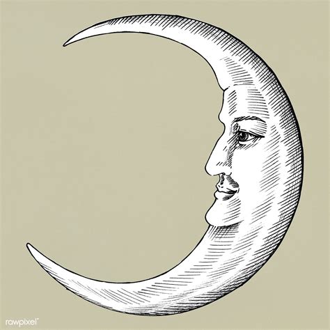 Hand drawn moon with face | premium image by rawpixel.com | How to draw hands, Moon illustration ...