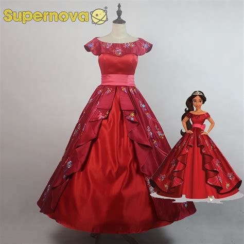 Elena of Avalor Princess Elena Costume Red Embroidery Elena Dress Halloween Costume for Adult ...