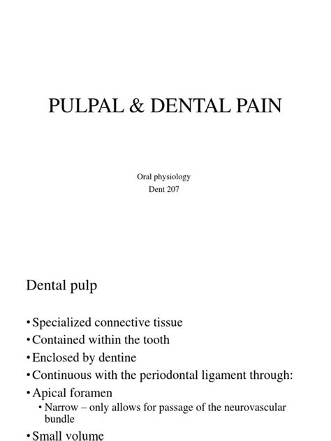 Pulpal Dental Pain | Animal Anatomy | Nervous System