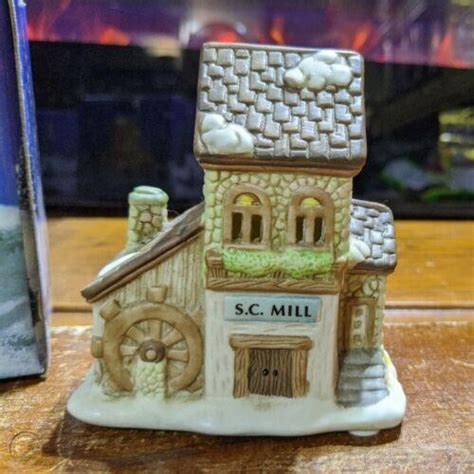 Vintage Christmas Miniature Olde Town Village "S.C. Mill" Porcelain Bisque | #3902224777