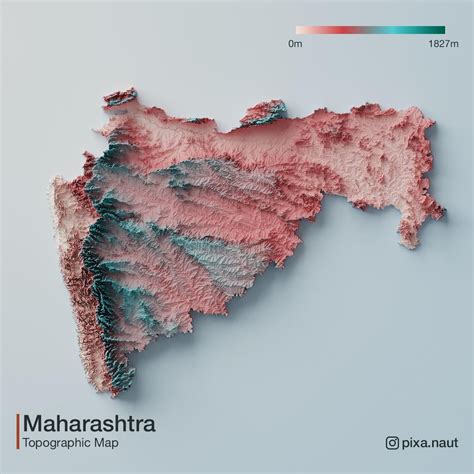 Topographic 3d rendered map of Maharashtra, India : MapPorn