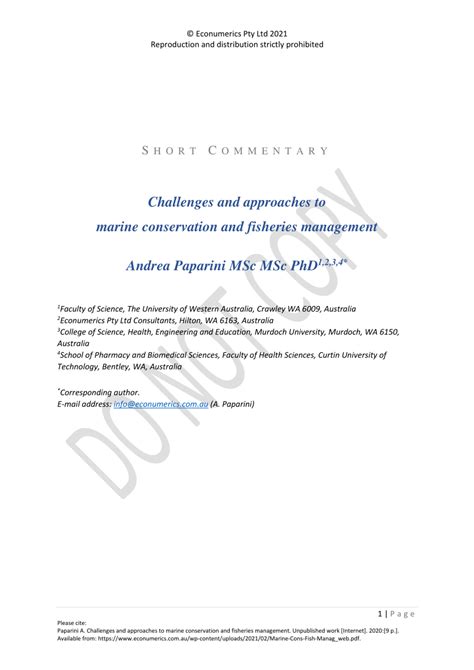 (PDF) Challenges and approaches to marine conservation and fisheries ...