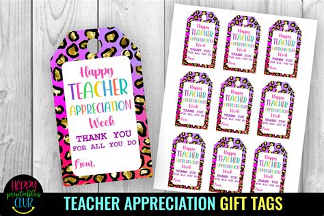 Happy Teacher Appreciation Gift Tag Graphic by Happy Printables Club ...