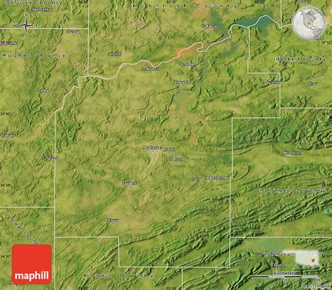 Satellite Map of Pittsburg County