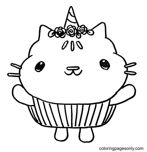 Unicorn Cakey Cat Coloring Pages - Gabby's Dollhouse Coloring Pages ...