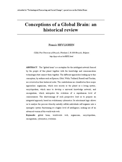 Conceptions of A Global Brain: An Historical Review: Francis HEYLIGHEN | PDF | Collective ...