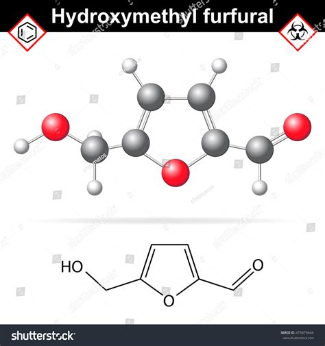 Hydroxymethylfurfural Chemical Structure Model 2d 3d Stock Vector (Royalty Free) 475879444 ...