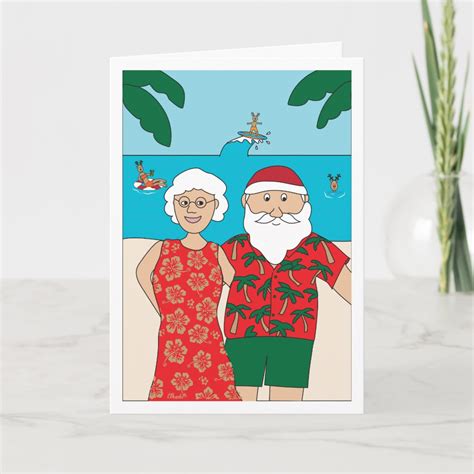 Funny Santa Claus Beach Christmas Holiday Card | Zazzle