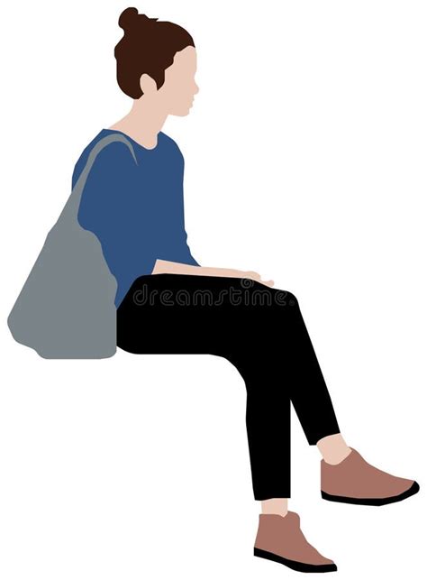 Sitting Female Person Flat Vector Illustration Black People Stock ...