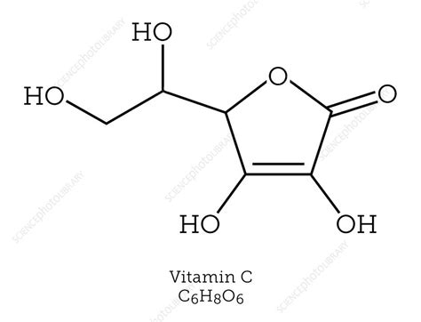 Molecular structure of vitamin C - Stock Image - C040/4336 - Science Photo Library