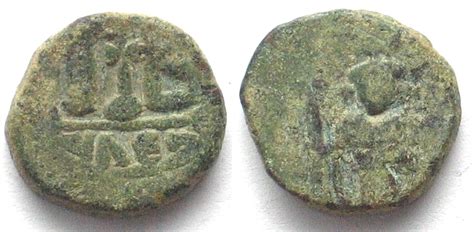 Byzanz CONSTANS II (641-668). AE 12 Nummi, 645-646, Alexandria mint, aVF | MA-Shops