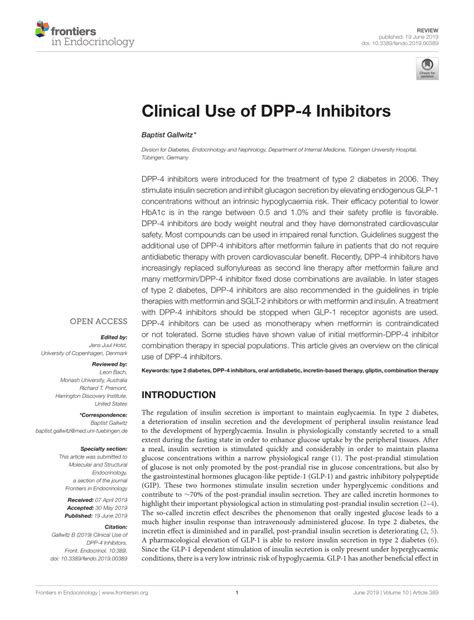 (PDF) Clinical use of DPP-4 inhibitors