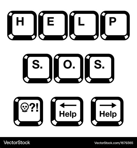 Keyboard keys buttons icons - help sos Royalty Free Vector