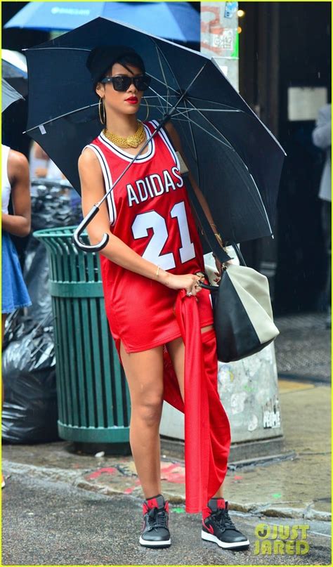 Photo: rihanna wears basketball jersey dress in rainy nyc 28 | Photo ...