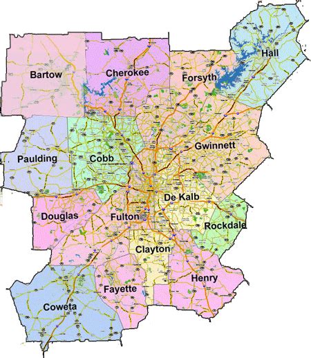 Atlanta Map With Counties - Cities And Towns Map