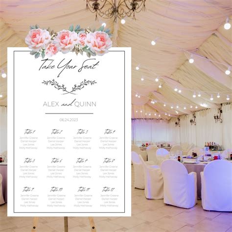 Canva Pro Wedding Seating Chart Template Modern Design & Border Instant ...