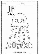 J Is For Jellyfish Art And Craft  The Teaching Aunt Alphabet Letter sketch template