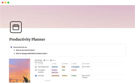 Productivity Planner | Notion Template