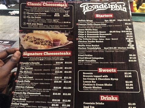 Online Menu of Texadelphia Restaurant, Galveston, Texas, 77550 - Zmenu