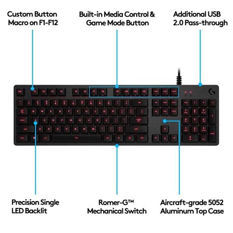 LOGITECH G413 CARBON MECHANICAL GAMING KEYBOARD ROMER G SWITCHES ...