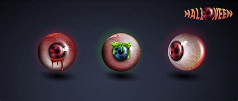 Premium Vector | Happy halloween eye. red eye. scary bloody realistic ...