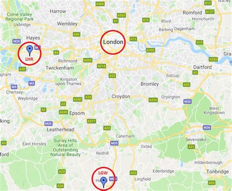 Map Of Area Around Gatwick Airport London - Map Of Counties Around London