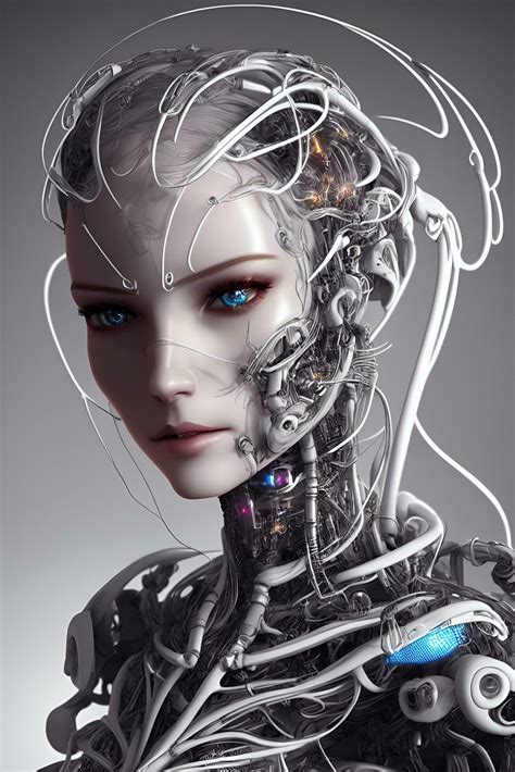 Portrait of a beautiful robot woman with realistic eyes, 23801327 Stock ...