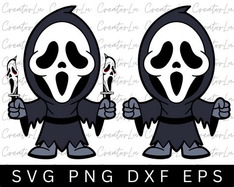 Scream Ghostface Cartoon With Knife Halloween SVG PNG EPS & - Etsy