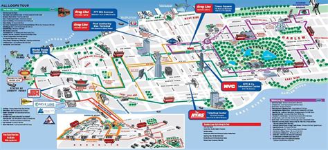 Hop on hop off NYC map - Hop on hop off bus New York route map (New ...