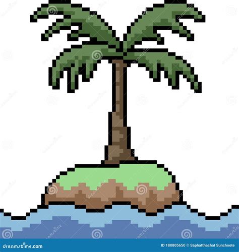 Vector Pixel Art Small Island Stock Vector - Illustration of tree, wave ...