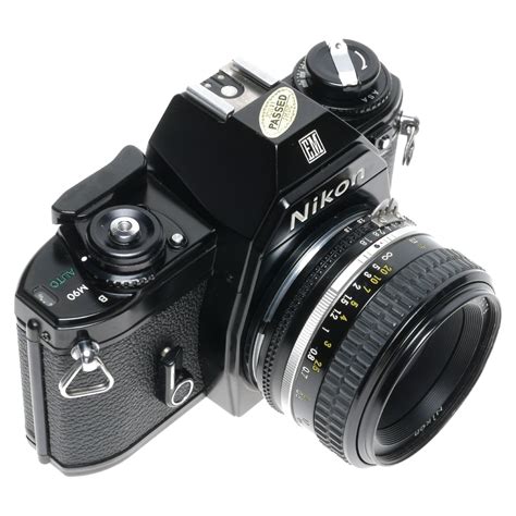 Nikon EM 35mm SLR Film Camera Nikkor 1.8/50 Lens - Vintage Lens | vintagefilmcamerashop.com