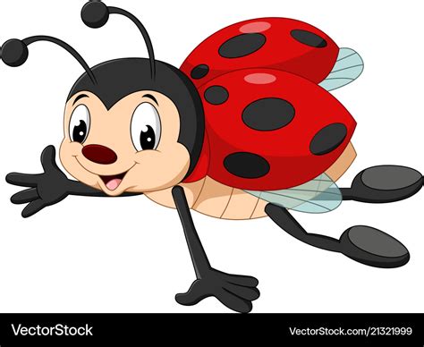 Cartoon ladybug flying Royalty Free Vector Image