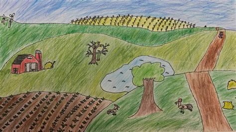 Farm Landscape Drawing at GetDrawings | Free download