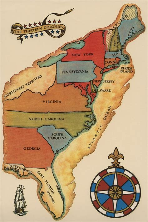 Map of the first thirteen colonies of the United States of America posters & prints by Corbis