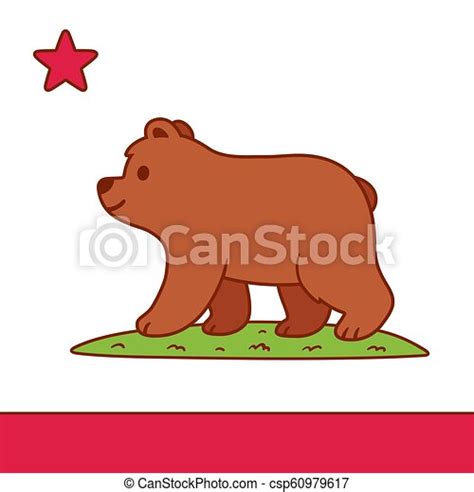 Cute cartoon california flag. Stylized california flag with cute ...