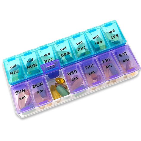 Weekly Pill Organizer - 7 Day AM/PM Twice a Day | Pills Planner Case ...