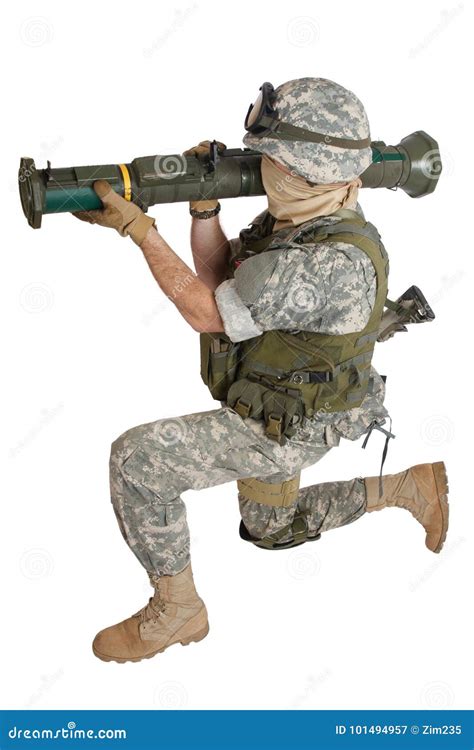 US ARMY Soldier with AT4 Rocket Launcher Stock Image - Image of bazooka ...