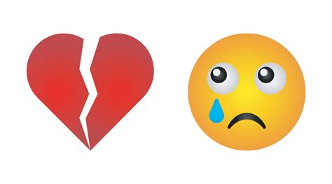 Broken Heart Icon and Sad Emoji Vector Illustration 11893505 Vector Art at Vecteezy