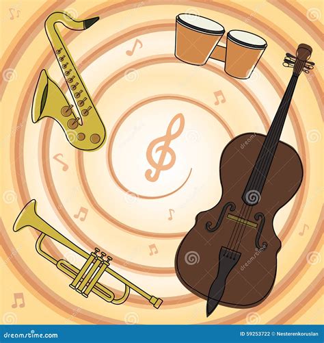 Set of jazz instruments stock vector. Illustration of flow - 59253722